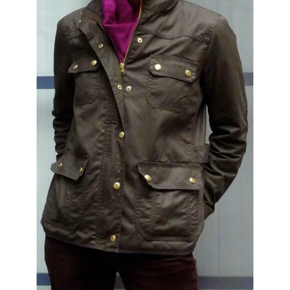 JCrew Downtown Field Waxed Utility Boyfriend Mossy Brown Green Jacket XS Obama - Picture 16 of 16